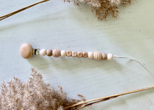 Load image into Gallery viewer, Name Soother Clip - Wooden Letters, Wooden Clip & Wooden Honeycomb Beads