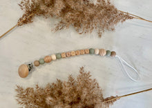 Load image into Gallery viewer, Name Soother Clip - Wooden Letters, Wooden Clip & Wooden Honeycomb Beads
