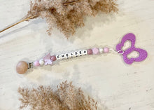 Load image into Gallery viewer, Name Soother Clip - Silicone Letters & Wooden Clip
