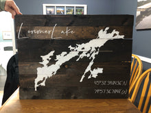 Load image into Gallery viewer, Lake with Coordinates Pallet Sign