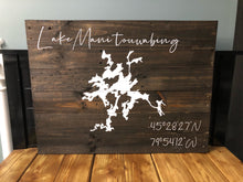 Load image into Gallery viewer, Lake with Coordinates Pallet Sign