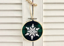 Load image into Gallery viewer, Snowflake #5 Embroidery Hoop Ornament