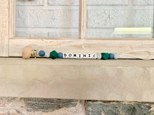 Load image into Gallery viewer, Name Soother Clip - Silicone Letters & Wooden Clip