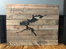 Load image into Gallery viewer, Lake with Coordinates Pallet Sign