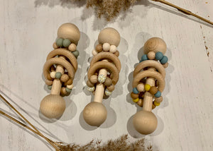 Wooden Rattle with Silicone Beads