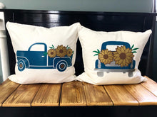 Load image into Gallery viewer, Back of Flower Pickup Truck Pillow
