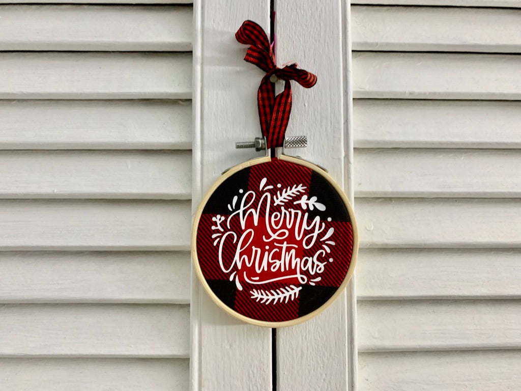 Merry Christmas #2 Embroidery Hoop Ornament