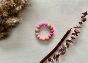 Silicone Teether with Wooden Beads