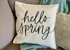 Hello Spring Cursive Pillow