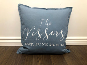 Last Name with Wedding Date Pillow