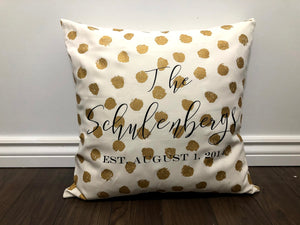 Last Name with Wedding Date Pillow