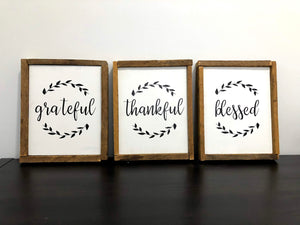 Grateful, Thankful & Blessed Set of 3 Signs