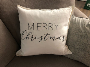 Cursive Merry Christmas Pillow