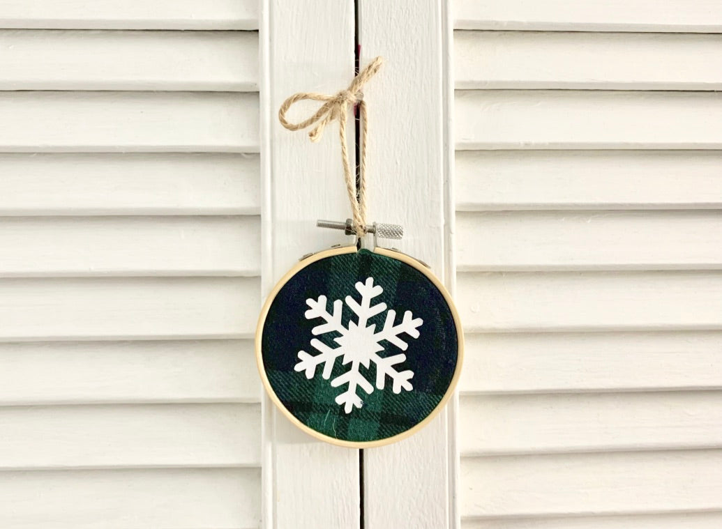 Snowflake #6 Embroidery Hoop Ornament