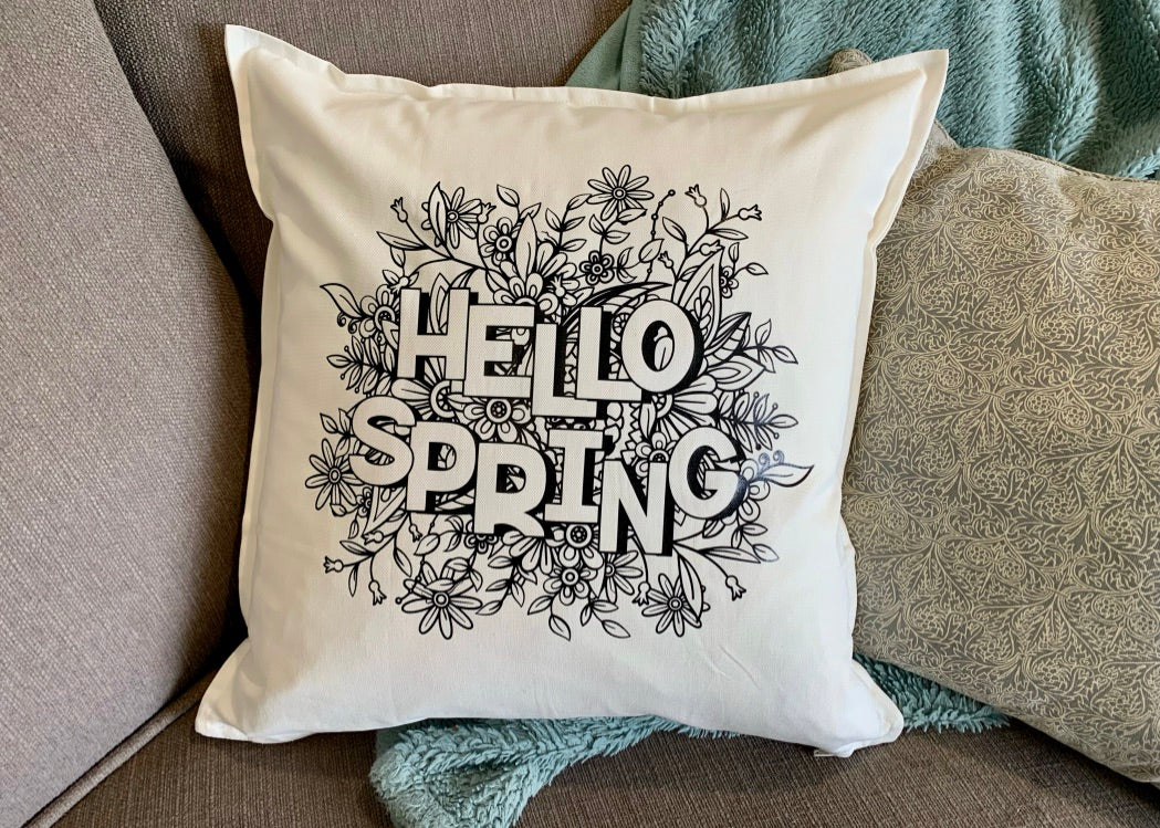 Hello Spring Decal Pillow