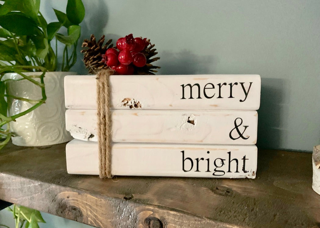 Merry & Bright Book Stack