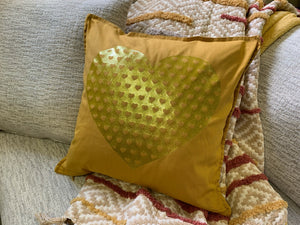 Gold Heart Pillow