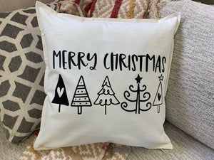 Merry Christmas with Trees Pillow