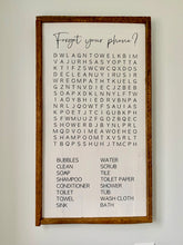 Load image into Gallery viewer, Forget your phone? Word Search Bathroom Sign
