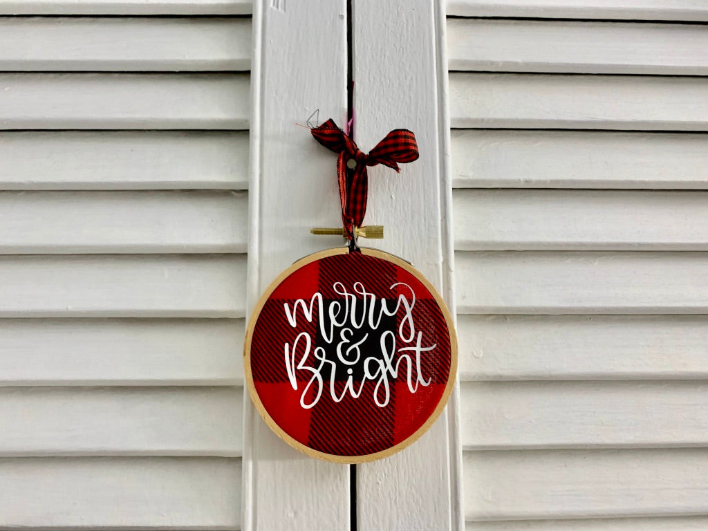 Merry & Bright Embroidery Hoop Ornament