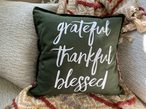 Grateful Thankful Blessed Pillow