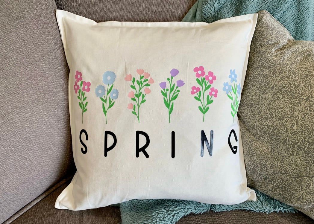 Hello Spring Floral Pillow