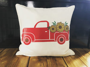 Flower Pickup Truck Pillow