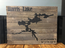 Load image into Gallery viewer, Lake with Coordinates Pallet Sign

