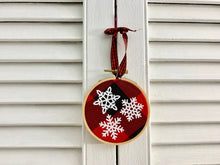 Load image into Gallery viewer, Snowflake #4 Embroidery Hoop Ornament
