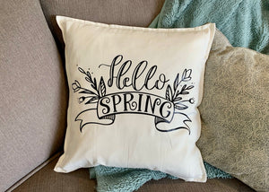 Hello Spring Banner Pillow